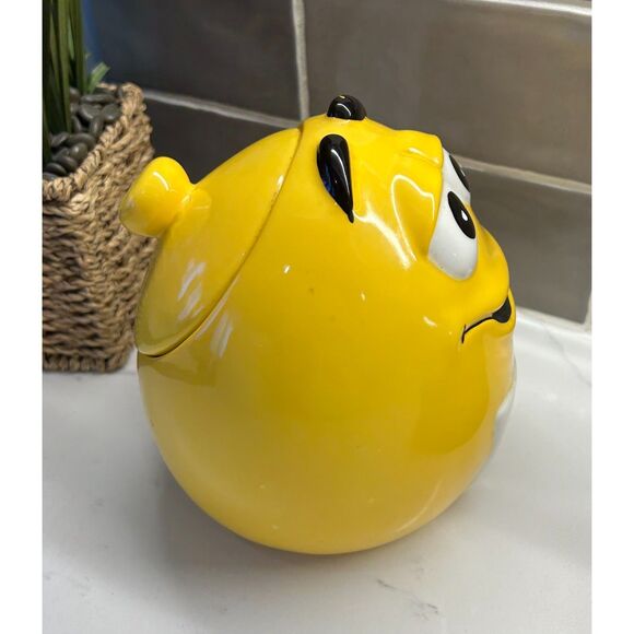 2003 Peanut M&M's Yellow Ceramic Cookie Jar with Lid by Galerie - Picture 3 of 7